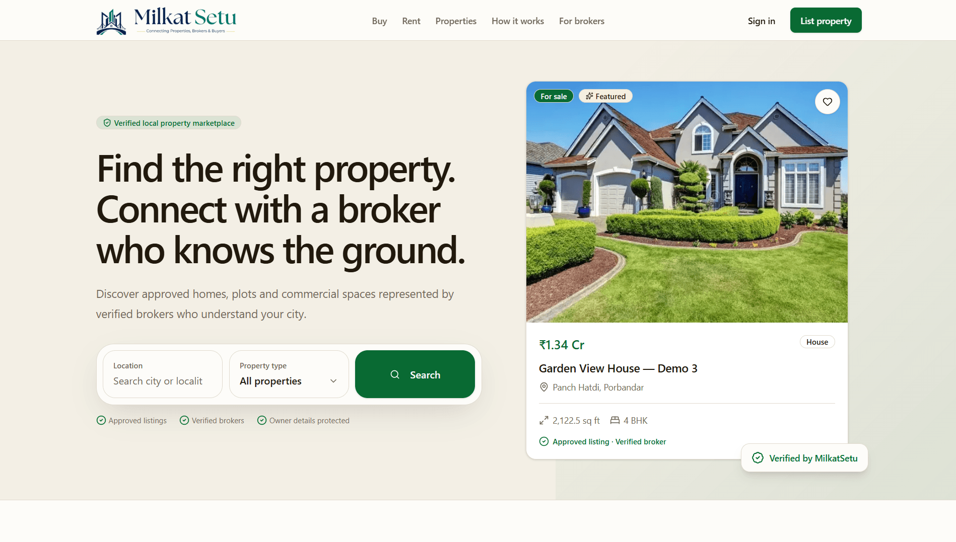 MilkatSetu property marketplace and broker CRM platform