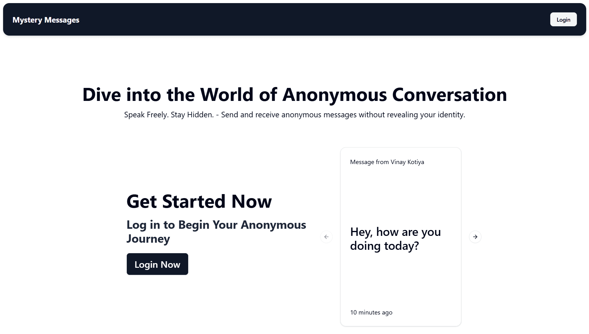 Mystery Messages anonymous messaging application