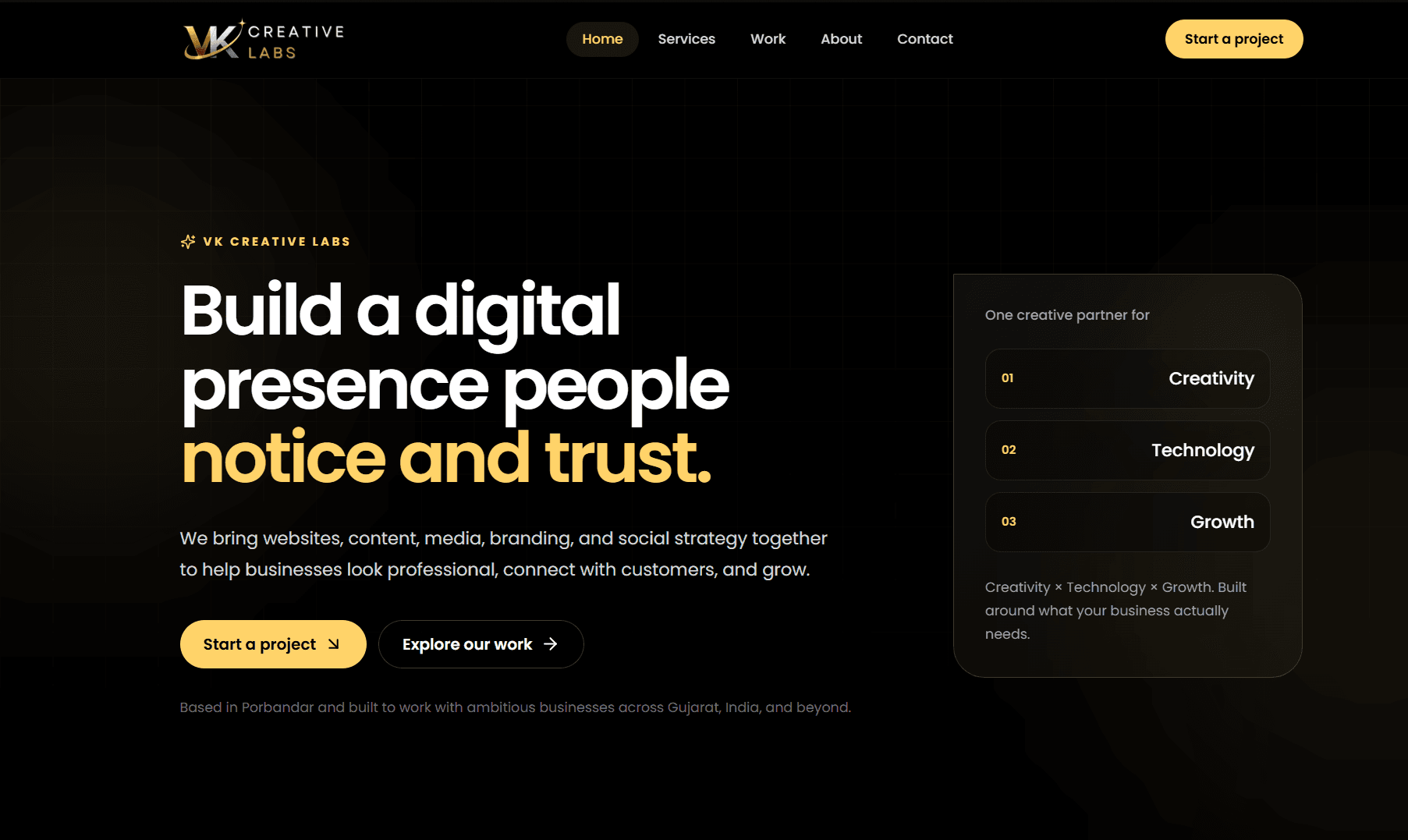 VK Creative Labs full-stack creative agency platform